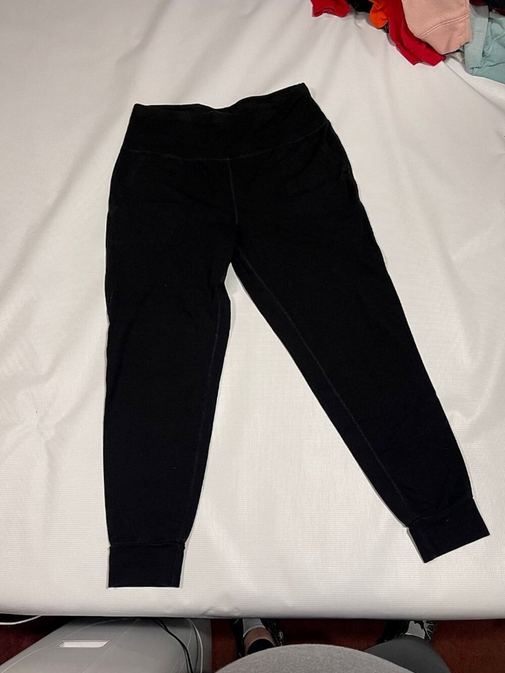 Black Cuffed Jogger Leggings with Side Pockets, No Tags